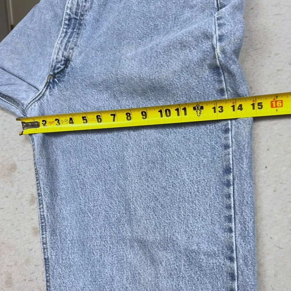Vintage Carhartt Mens Relaxed Fit Tapered Leg Jeans Light Wash Blue 44x32